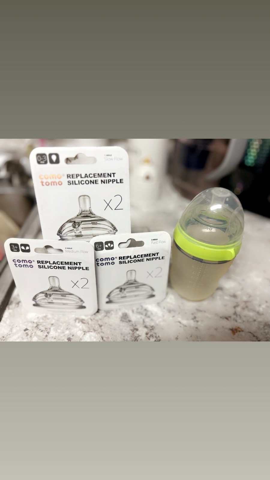 Como Tomo 8 Oz Baby Bottle With Sealed Replacement Nipples (