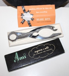 Ami Champagne Cork Extractor Open - All Original Box and Pamphlets Mid Century