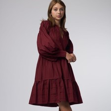 NWOT Ulla Johnson Rosa Drama Cotton Dress Bordeaux