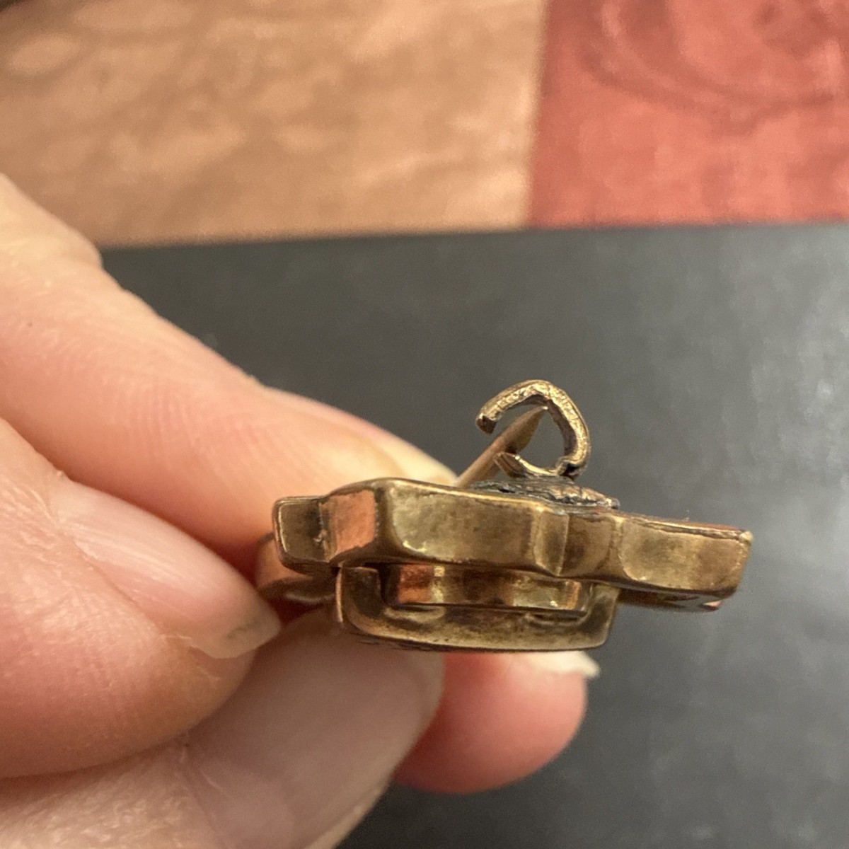 Antique Victorian Bar Brooch – Arrow & Fleur-de-Lis Motif – C-Clasp View 4
