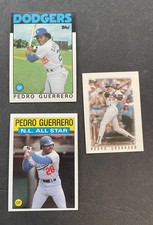 1986 Topps Pedro Guerrero 3 cards (#145, #706, 86T Mini #44)