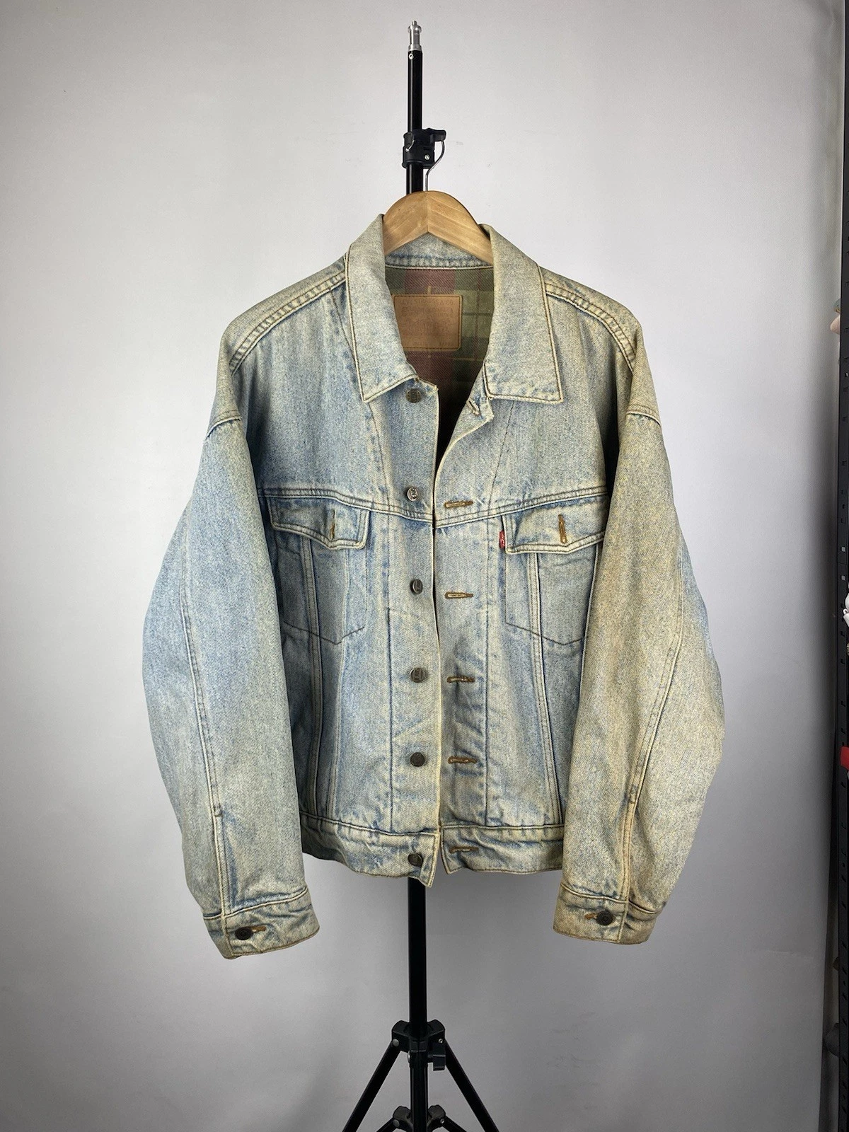 80s🔥Vntg Levis 598 Usa Made Dirty Insulated Denim Jacket Blue Mens Large