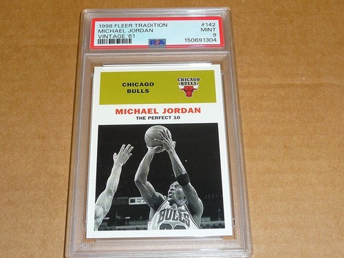 1998/99 Fleer Tradition MICHAEL JORDAN VINTAGE 61 CHICAGO BULLS #142 PSA 9 MINT