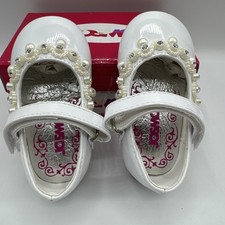 Josmo Baby Girls White Mary Jane Dress Shoe, Pearl Rhinestone Embellishments