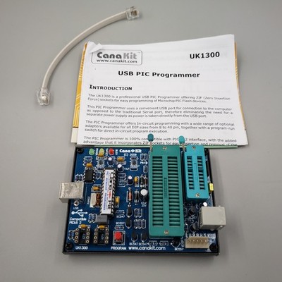 Canakit UK1300 PIC Programmer ZIF sockets USB 8-Pin to 40-Pin