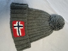 Napapijri Wollmütze Grau – One Size – Made in Italy – Norwegen Flagge