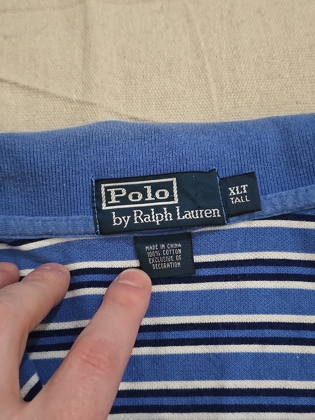 Polo Ralph Lauren vintage camicia uomo XLT ALTA blu a righe pony polo