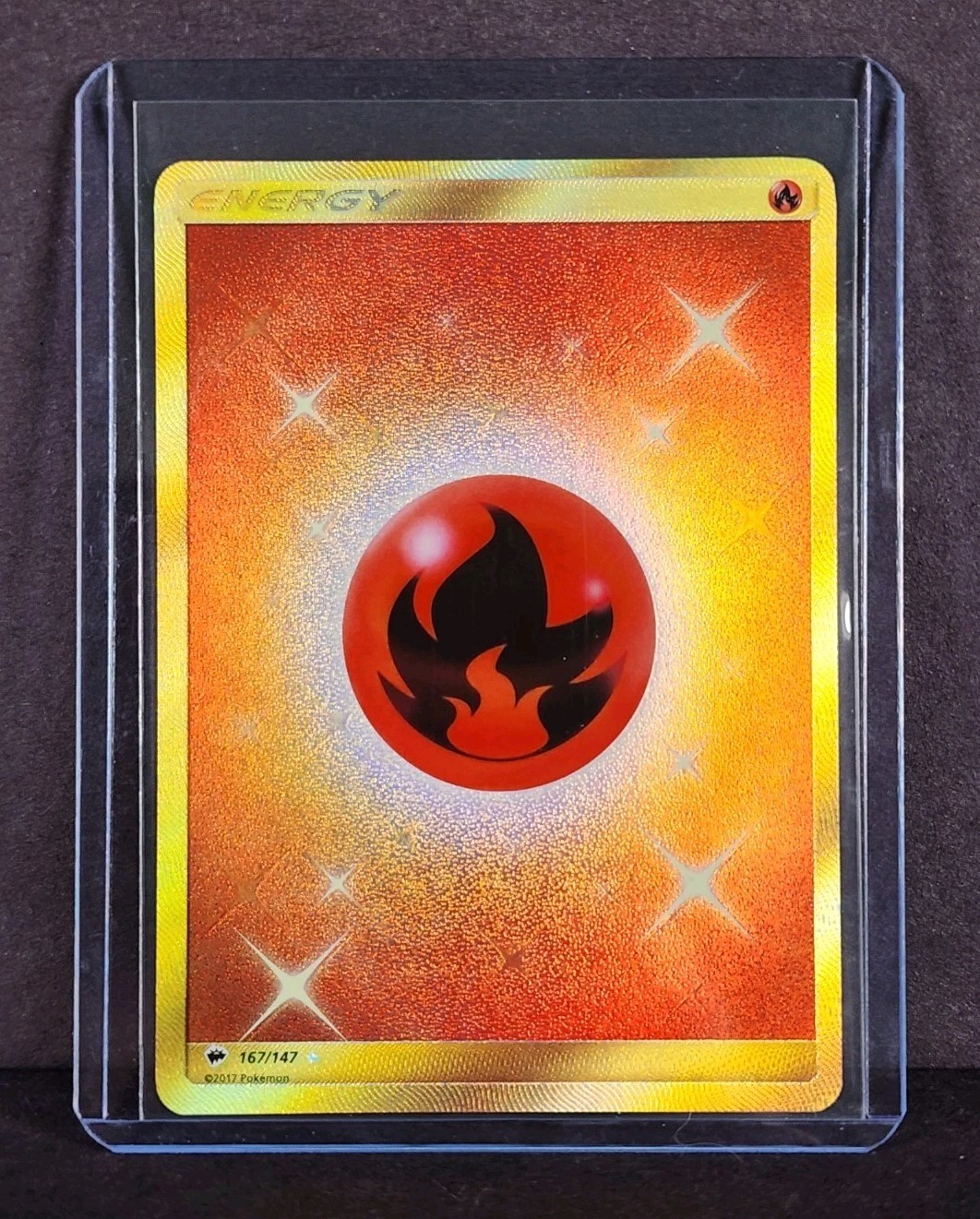 NM - Pokemon 2017 Sm-Burning Shadows Fire Energy Secret Rare Holo 167/147