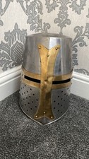 steel medieval crusader knight great helm helmet reenactment larp