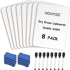 8 Pack Small White Board, 9" X 12" Double Sided Dry Erase Lapboards