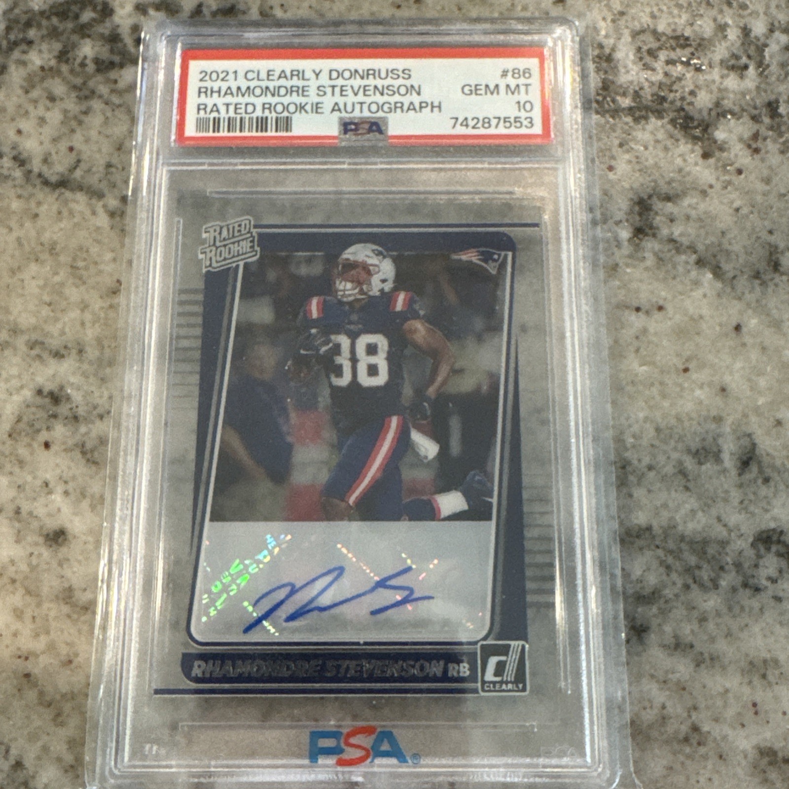 Rhamondre Stevenson Panini Clearly Donruss #86 Autograph Rated Rookie