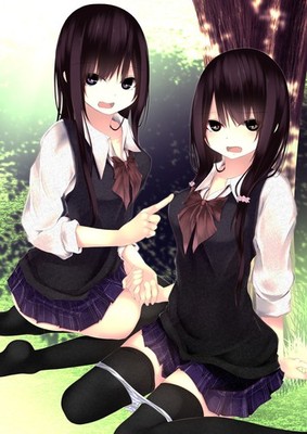 Anime girls original characters twins two women art Custom Gaming 11x17 Poster