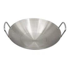 Stainless Steel Wok 10 Inch/ 26cm Round Bottom Dual- Handled Heavy Wok Tradit