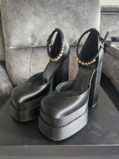 Versace Medusa Aevitas Platform Pumps Size 7 Black Satin