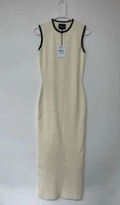 TALA Sleeveless Contrast Ribbed Knit Maxi Dress - Buttermilk And Black Size L