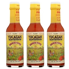 Try Me Yucatan Sunshine Habanero Pepper Sauce, 5oz Bottle (Pack of 3)