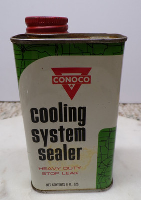 1950s Conoco Cooling System Sealer Can 8 ozs W/Map Continental Oil Houston Texas