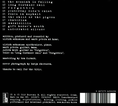 MARK PETERS (ENGINEER)/ULRICH SCHNAUSS - UNDERRATED SILENCE [DIGIPAK] NEW CD