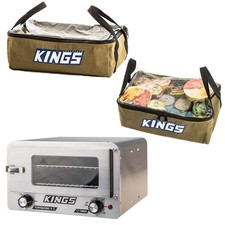 Adventure Kings 12v Portable Travel Camping Oven + 2x Clear Top Canvas Food Bag