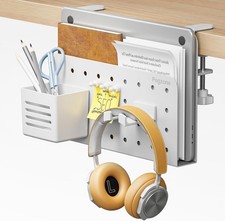 Desk Side Storage Organizer No Drill Under Desk Laptop Holder Clamp on Desks