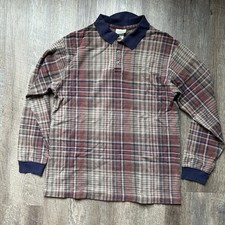 Vintage LL Bean Rugby Shirt Mens Large Heavy Cotton Long Sleeve Polo Made in USA