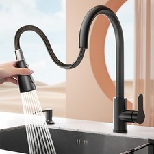 Black Kitchen Mixer Tap Pull Out Spray Head 360° Single Lever Mono Modern Faucet
