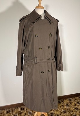 Vtg BURBERRYS Men's 42R Trench Coat Overcoat w/ Wool Removable Liner & Belt