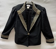 Night Studio New York Black Blazer Gold Trim Rhinestones Size 18 USA Formal Wear