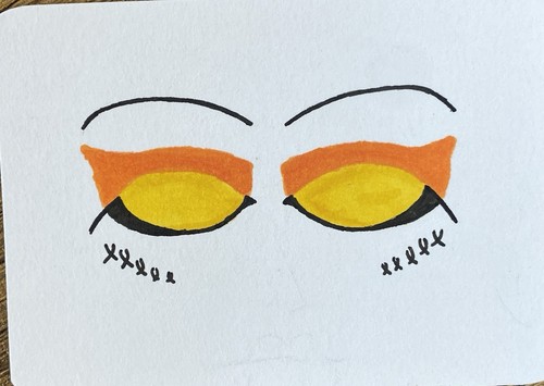 ACEO Handmade Minimalist Eyes Drawing Original Art Ink on White Paper