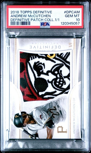 2018 Topps Definitive Andrew McCutchen 1/1 Game Used Pirate Logo Patch PSA 10