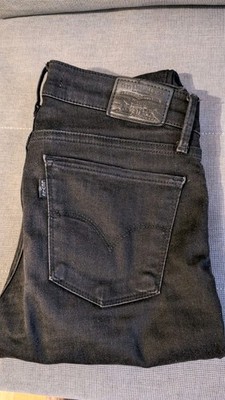 Levi's 710 Super Skinny Damen Jeans Schwarz W25 L30 Stretch Denim