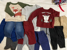 Lot of Assorted Toddler Winter Outfits 9 Pants 3 Shirts Size 6-9 Months