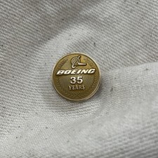 Vintage Boeing 35 Years Of Service Pin 1/10 10k GF Screw back