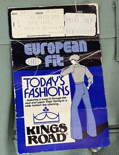 Vintage Sears Jeans Joint (Herren 38") Kings Road European Fit Flared Green Slacks