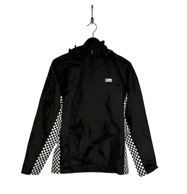 Vans Off The Wall Herren Schwarz Weiß Outdoor-Anorakjacke mit Kapuze, Größe XS