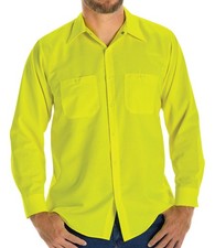Red Kap Men's Hi-Vis Ripstop Work Shirt, Fluorescent Yellow, Long Sleeve