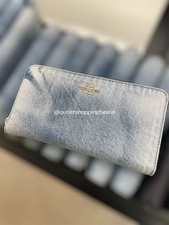 Coach Long Zip Around Wallet NWT in Loved Denim Light Indigo Women  s CEC21