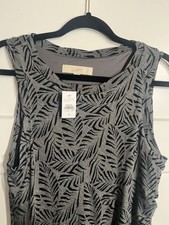 NWT LOFT Gray Black Palm Leaf Print Sleeveless Maxi Dress Women’s Medium M