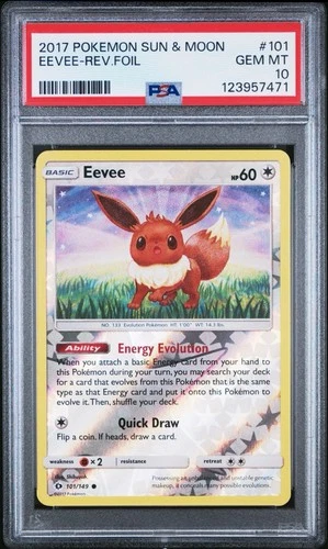 Pokémon Sun & Moon Base Set Eevee Reverse Holo Foil #101 PSA 10