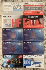 10 NOS Normal Bias Tape Cassettes Ampex, JVC, SONY, TDK, Zenith.