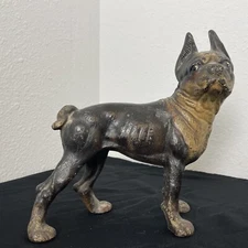 Antique Vintage Doorstop Cast Iron Boston Terrier Bull Dog