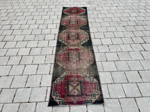 Floor rug,Stair rug,Handmade runner rug,Turkish rug,Wool runner rug 2,1 x 8,7 ft - Zdjęcie 2 z 9