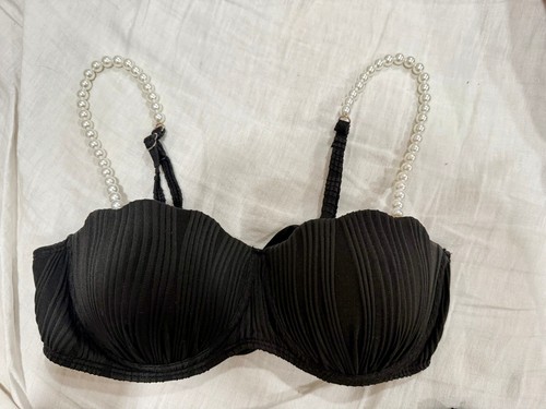 Elegant Pearl Strap Two Piece Bikini Set Size M, Padded Top, High Waist Bottom - Picture 16 of 21