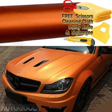 48" x 60" Satin Matte Chrome Metallic Orange Vinyl Film Wrap Sticker Bubble Free