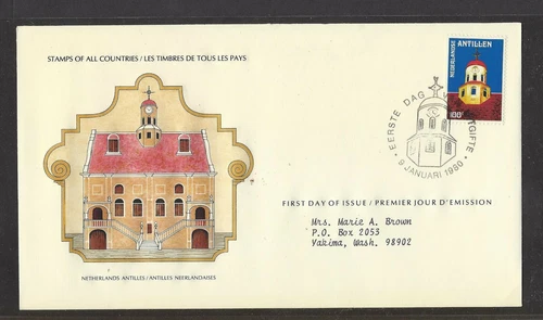 NETHERLANDS ANTILLES 1980 FIRST DAY COVER ARCHITECTURE CHRUCH CROSS