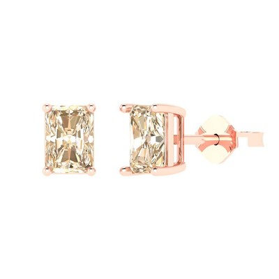 Morganit Ohrstecker für Damen, Push Back (2 cttw, 7x5 mm, Smaragdschliff)