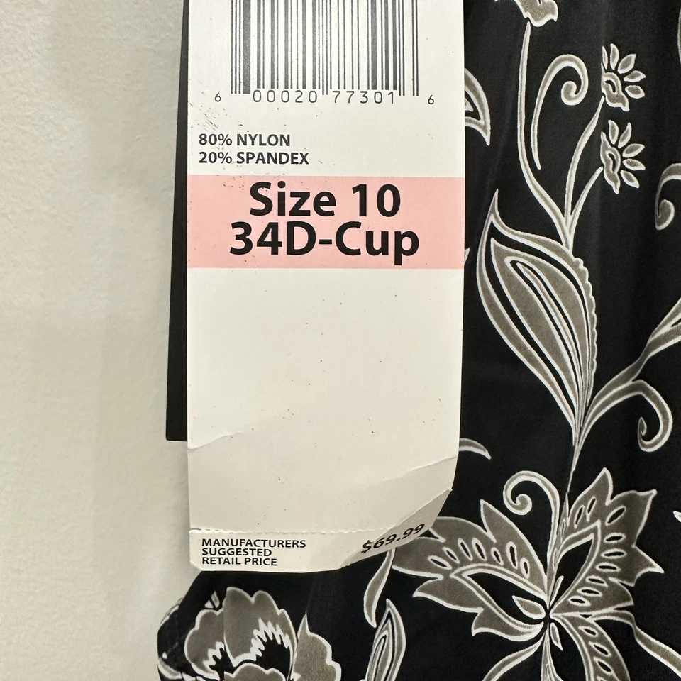 Nuevo con etiquetas Traje de baño Roxanne talla 10 34D copa una pieza Negro Gris Estampado Foto 4 de 4