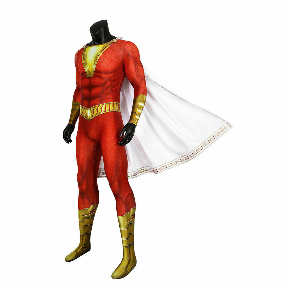 Shazam Billy Batson Cosplay Costume Jumpsuit Cape Full Suit Shazam Billy Batson Cosplay Costume Jumpsuit Cape Full Suit