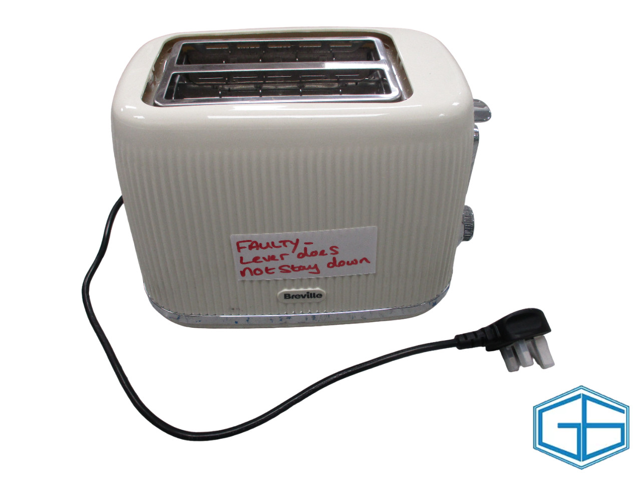 FAULTY - BREVILLE BOLD VANILLA CREAM 2 SLICE TOASTER - LEVER DOES NOT STAY DOWN