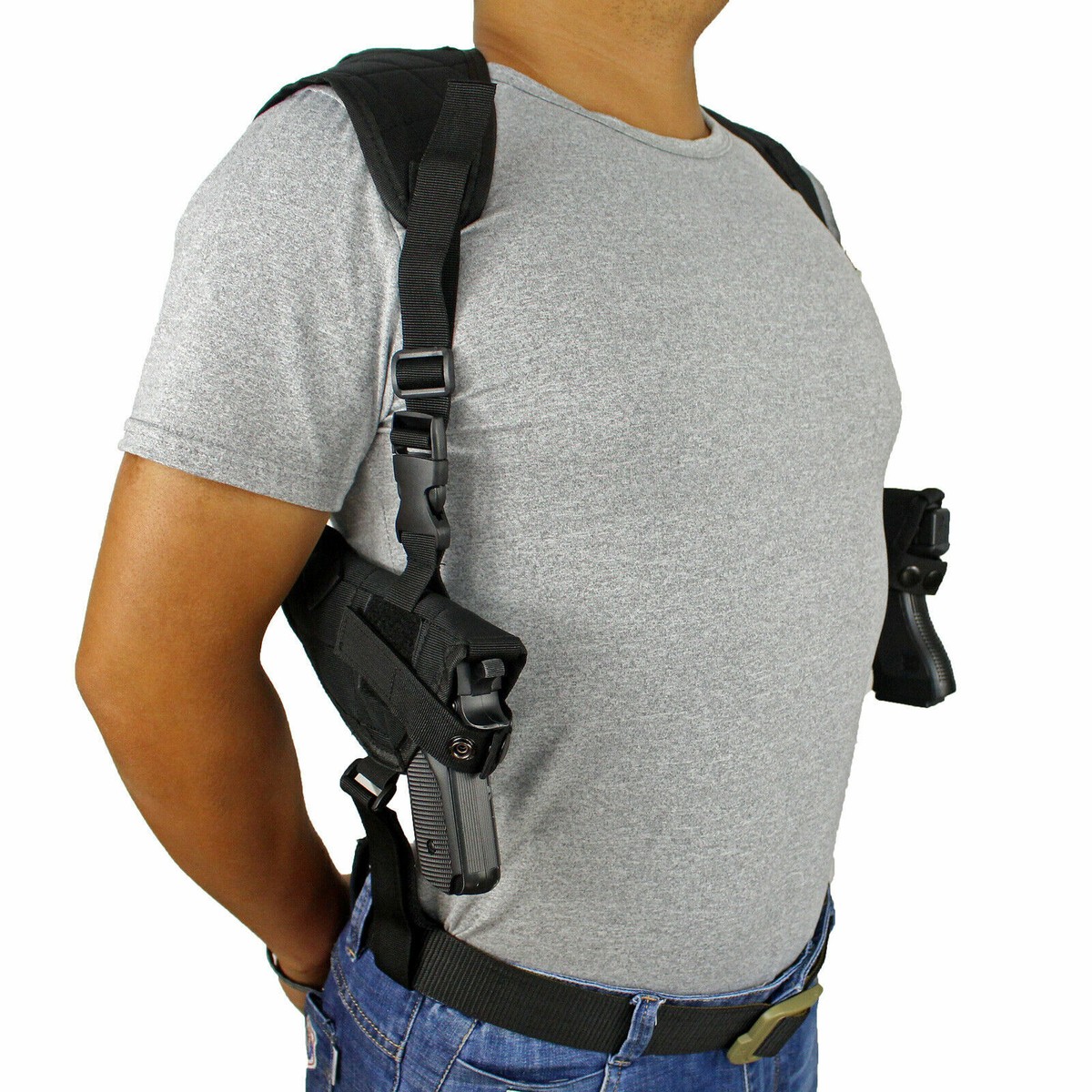 Holster D'épaule Tactique Pour Pistolet - Double Pochette - Noir - Ambidextre